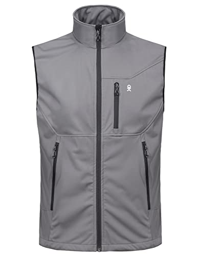 Men's Golf Gray Softshell Vest, Lightweight & Windproof