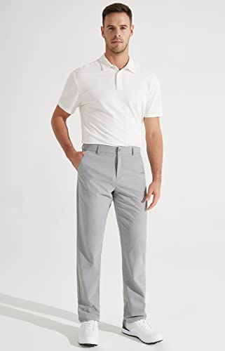 Libin Men's Stretch Golf Pants, Light Grey, 34W x 30L