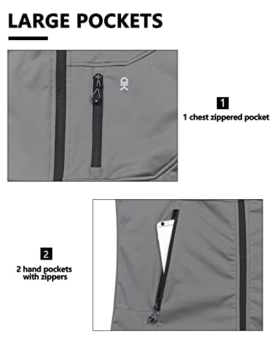 Men's Golf Gray Softshell Vest, Lightweight & Windproof