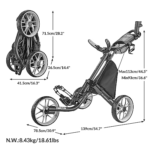 CaddyTek CaddyLite EZ V8 Golf Push Cart - Dark Grey