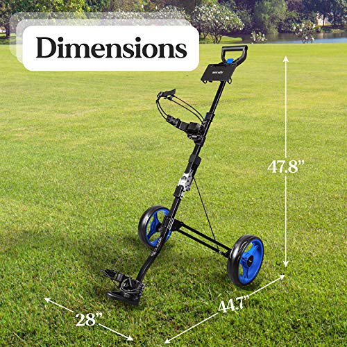 SereneLife Lightweight Golf Push Cart - Folding with Bag Storage