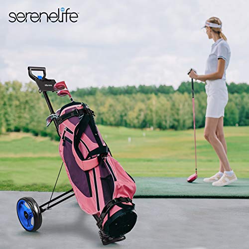 SereneLife Lightweight Golf Push Cart - Folding with Bag Storage