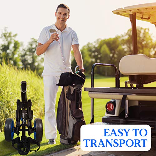 SereneLife Lightweight Golf Push Cart - Folding with Bag Storage