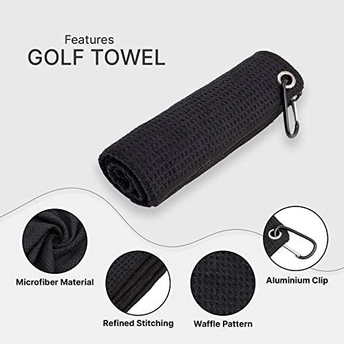 Hoverolf Golf Towel with Club Brush: Soft & Absorbent Microfiber