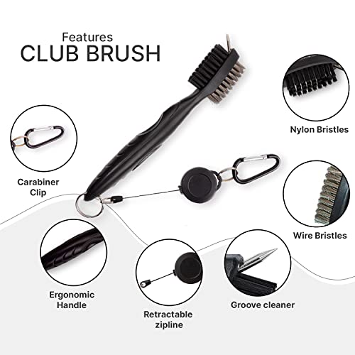 Hoverolf Golf Towel with Club Brush: Soft & Absorbent Microfiber