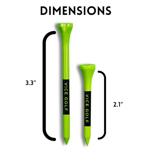 Neon Lime VICE Golf Tees Set - 60 Driver, 15 Short