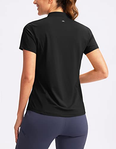 Obla Women's V-Neck Golf Polo Shirt - Black