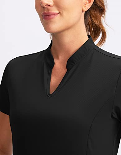Obla Women's V-Neck Golf Polo Shirt - Black