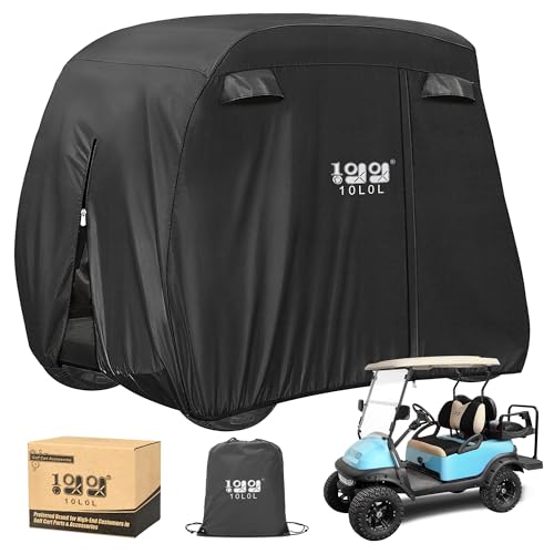 Waterproof Golf Cart Cover with Zipper Doors - Black