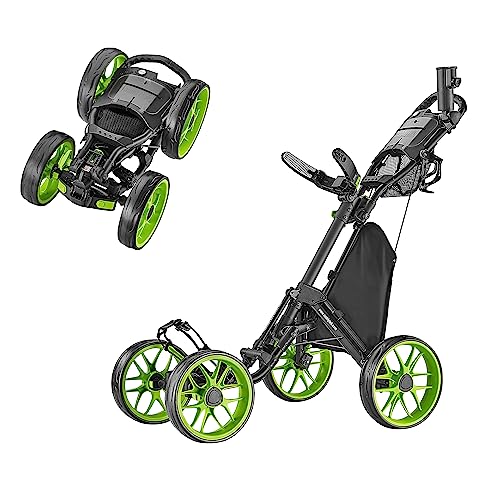 Caddytek One-Click Folding Golf Push Cart, Lime