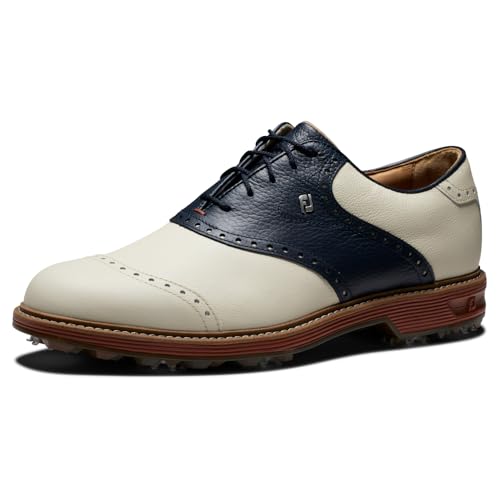 FootJoy Premiere Golf Shoe, Cream/Navy/Brick, 9.5