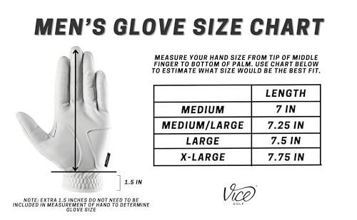 Vice Golf Duro White Golf Glove: Left Hand Medium-Large