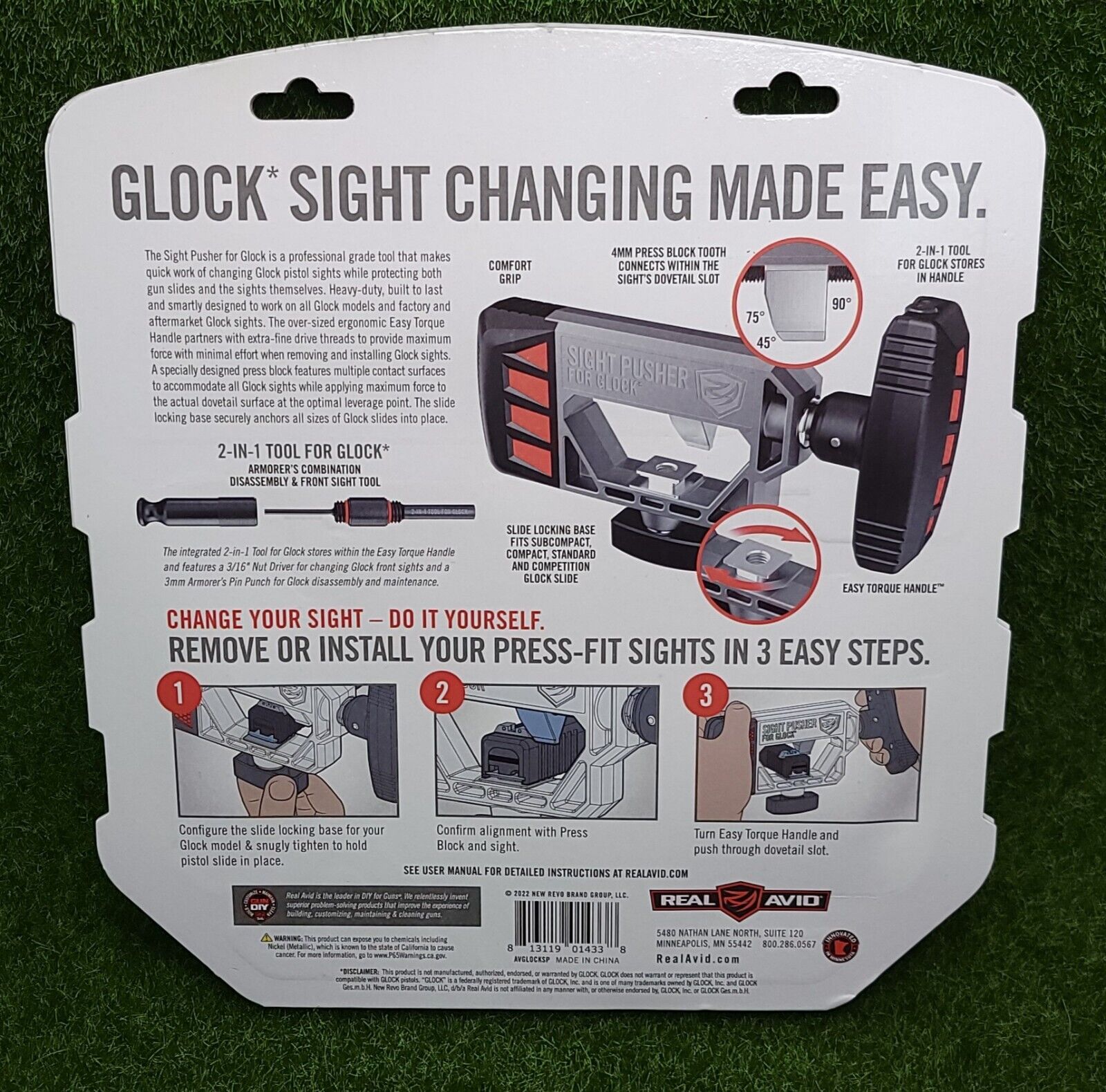Real Avid Master Sight Pusher Tool For Glock Handguns