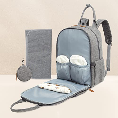 KeaBabies Backpack Diaper Bag - Classic Gray