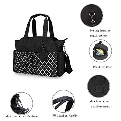 Multi-Function Black Diaper Bag with Changing Station
