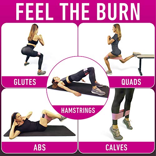 Fabric Booty Exercise Bands Set with Workout Guide