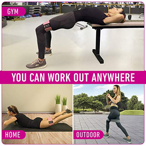 Fabric Booty Exercise Bands Set with Workout Guide