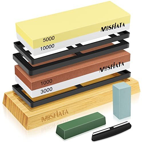 MOSFiATA Japanese Whetstone Knife Sharpener with Non-Slip Base