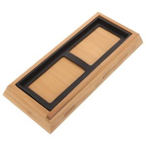 Bamboo Whetstone Holder with Rubber Base Set