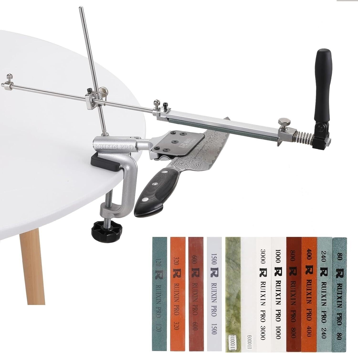 RX-008 Fixed-Angle Knife Sharpener with 12 Stones
