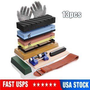 13-Piece Japanese Whetstone Knife Sharpening Set