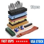 13-Piece Japanese Whetstone Knife Sharpening Set