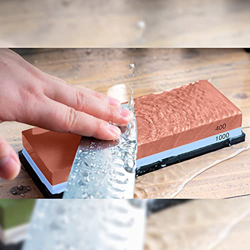 Japanese Whetstone Kit: 400/1000 Grit, 2-Sided Sharpening Stone
