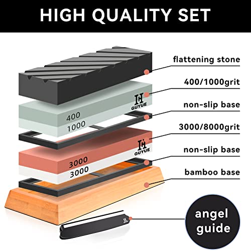 GUYUE 2-in-1 Grit 400/1000, 3000/8000 Whetstone Set
