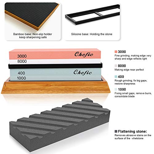 Chefic Whetstone Set: 3000/8000 & 400/1000 Grit