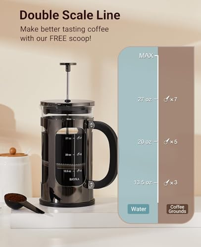 BAYKA French Press Coffee Maker, Classic Dark Pewter