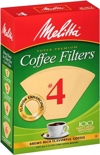 Melitta No. 4 Coffee Paper Filter, Natural Brown