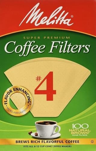 Melitta No. 4 Coffee Paper Filter, Natural Brown
