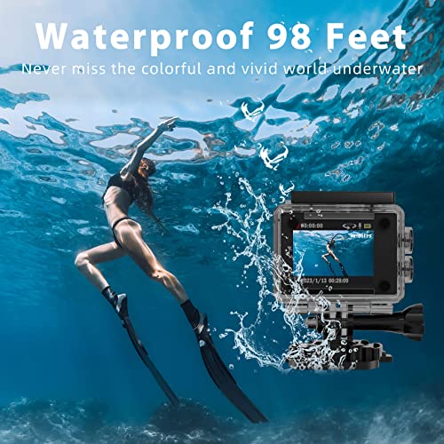 4K Action Camera, Underwater Sports Cam, Wide Angle