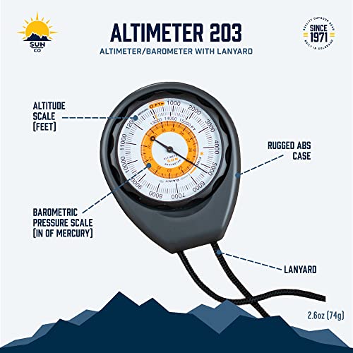 Sun Company Altimeter 203 - Rugged Battery-Free Hiking Essential