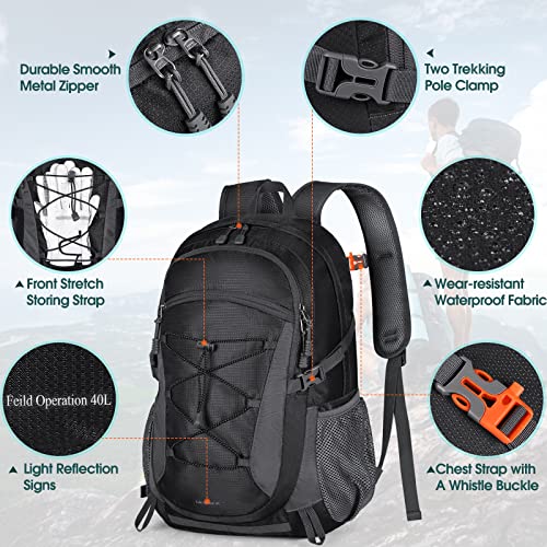 40L Waterproof Hiking Backpack - Lightweight Outdoor Daypack