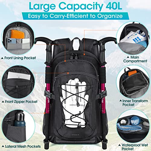 40L Waterproof Hiking Backpack - Lightweight Outdoor Daypack