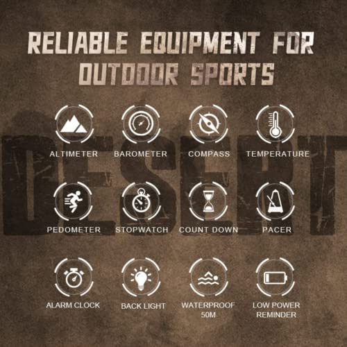 Military Tactical Hiking Watch with Compass & Altimeter