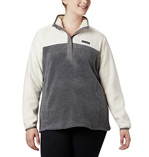 Columbia Women's Benton Springs Snap Pullover, Grey/Chalk, XL