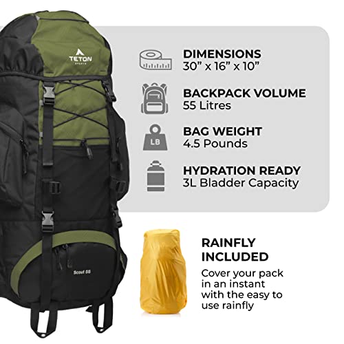TETON Sports Scout Internal Frame Backpack - All-inclusive for Hiking