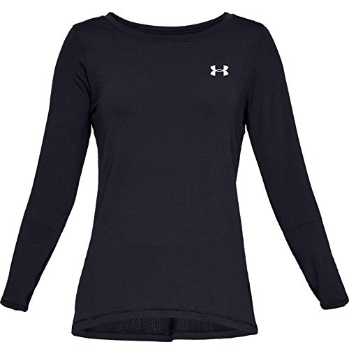 Under Armour Women's HeatGear Long-Sleeve T-Shirt, Black/Metallic Silver