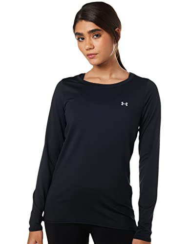 Under Armour Women's HeatGear Long-Sleeve T-Shirt, Black/Metallic Silver