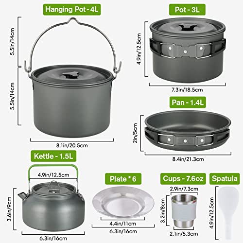 37-Piece Camping Cookware Mess Kit for Outdoor Hiking