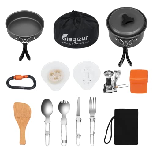16 Piece Hiking Cookware Set: Spork, Stove, Non-stick