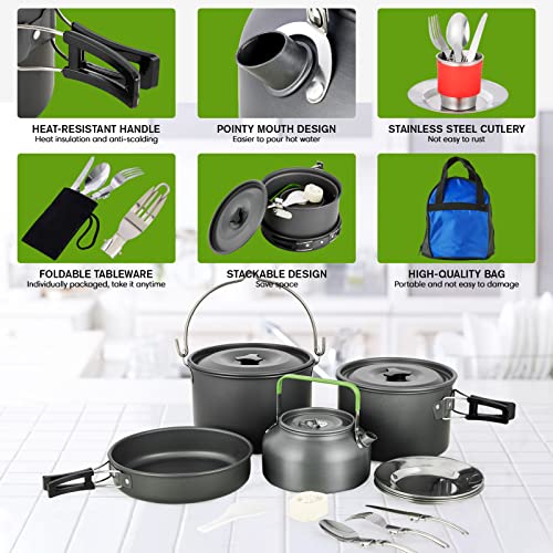 37-Piece Camping Cookware Mess Kit for Outdoor Hiking