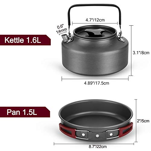 Hiking Cookware Set, 22pcs, Large Hanging Pot