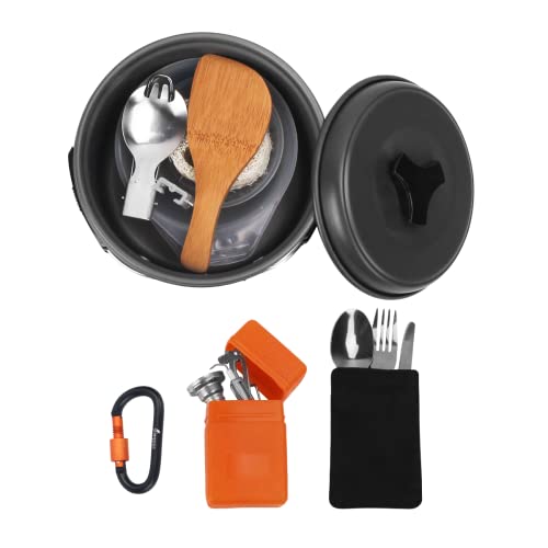 16 Piece Hiking Cookware Set: Spork, Stove, Non-stick