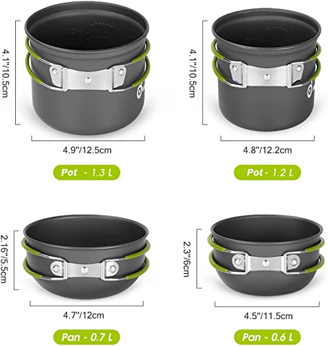 Odoland Camping Cookware Mess Kit - 16pcs