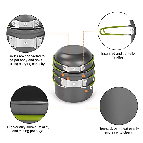 Odoland Camping Cookware Mess Kit - 16pcs