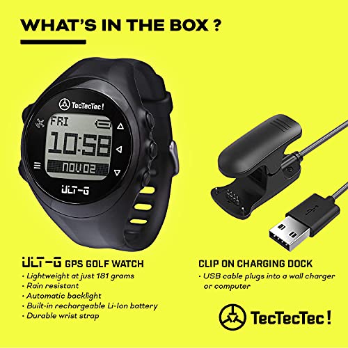 TecTecTec ULT-G Golf GPS Watch - Black