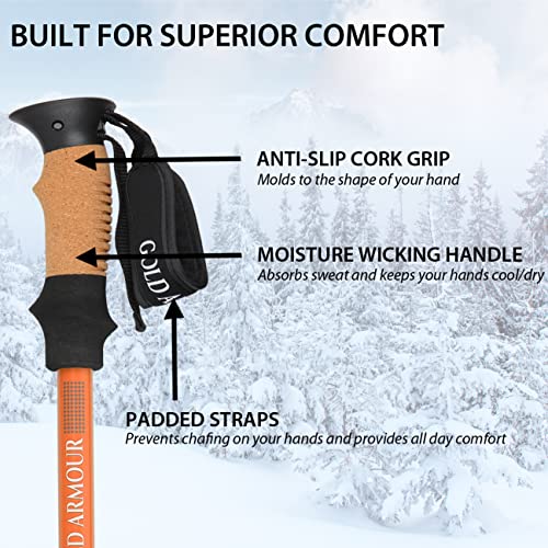 Collapsible Hiking Poles with Cork Grips, 4-Season Accessories